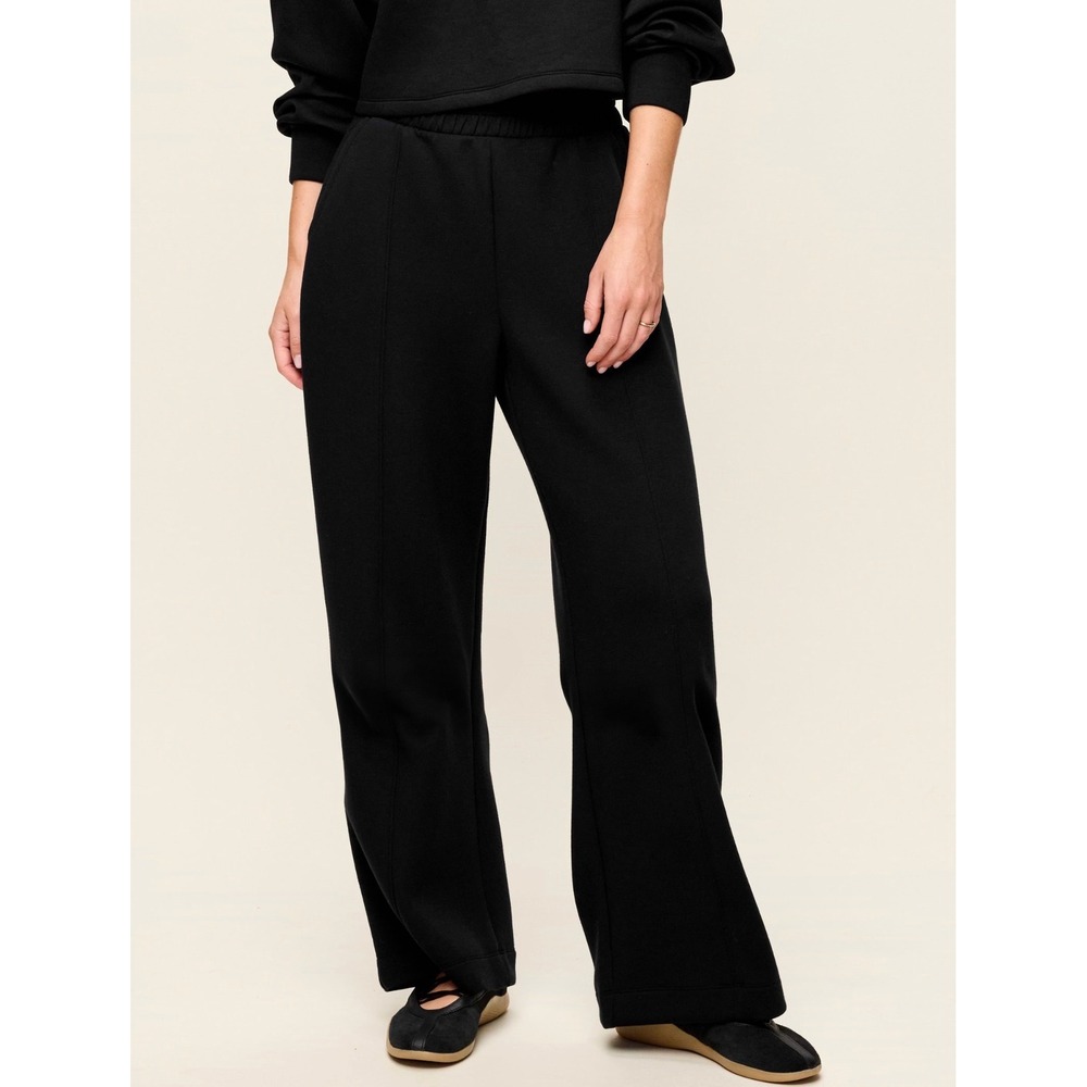 Old Navy XS Petite Black Bounce Fleece Wide-Leg High-Waisted Sweatpants 583458